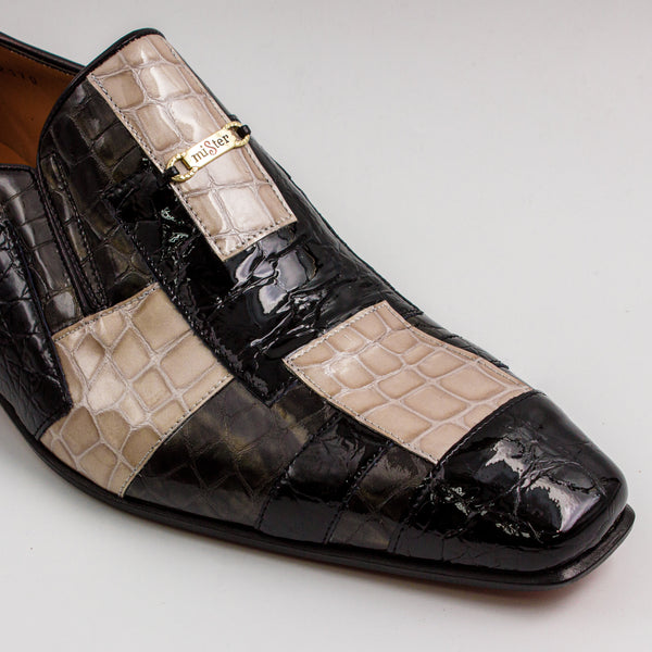 Onyx & Ivory Croc Panel Shoes