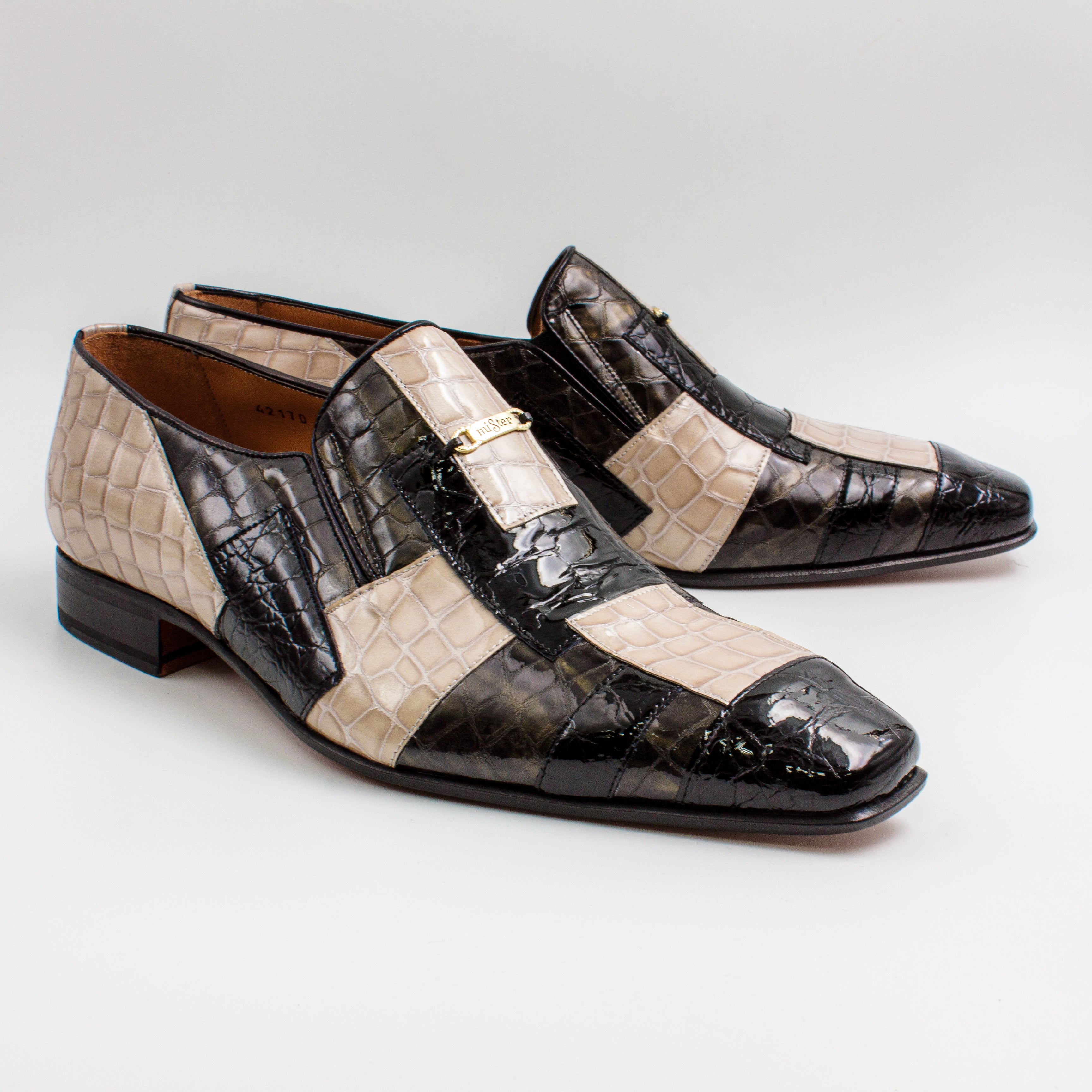 Onyx & Ivory Croc Panel Shoes