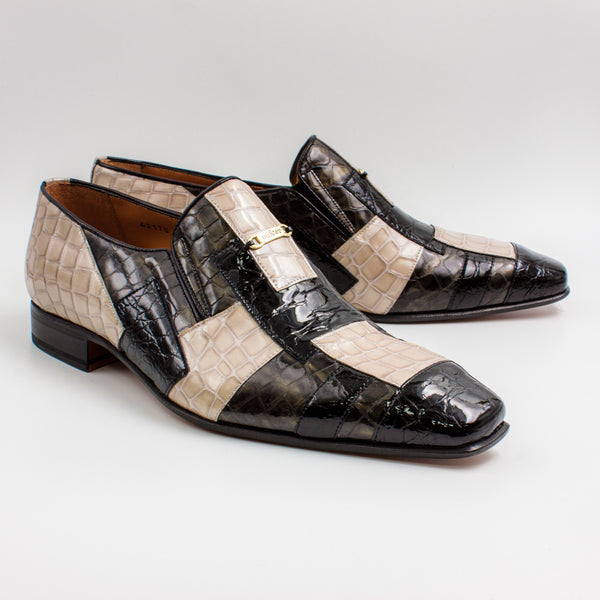 Onyx & Ivory Croc Panel Shoes
