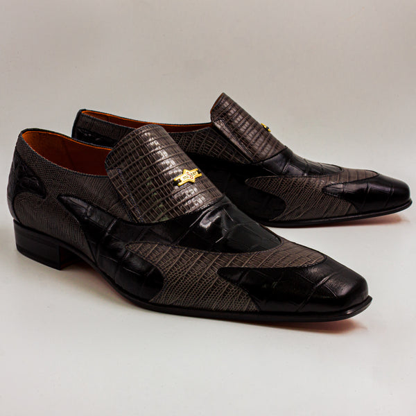 Charcoal Grey Python Patchwork Shoes