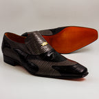 Charcoal Grey Python Patchwork Shoes - Italian Men's Shoes - Classic Shoes London