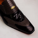 Charcoal Grey Python Patchwork Shoes - Italian Men's Shoes - Classic Shoes London