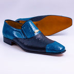 Sapphire Blue Ostrich Python Captoe Shoes - Italian Men's Shoes - Classic Shoes London