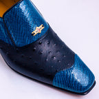 Sapphire Blue Ostrich Python Captoe Shoes - Italian Men's Shoes - Classic Shoes London