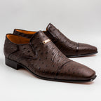 Espresso Ostrich Captoe Shoes - Italian Men's Shoes - Classic Shoes London