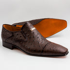 Espresso Ostrich Captoe Shoes - Italian Men's Shoes - Classic Shoes London