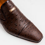 Espresso Ostrich Captoe Shoes - Italian Men's Shoes - Classic Shoes London