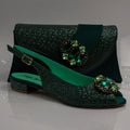 Emerald Green Scaled Mama Set - Italian Shoe and Bag Set - Classic Shoes London