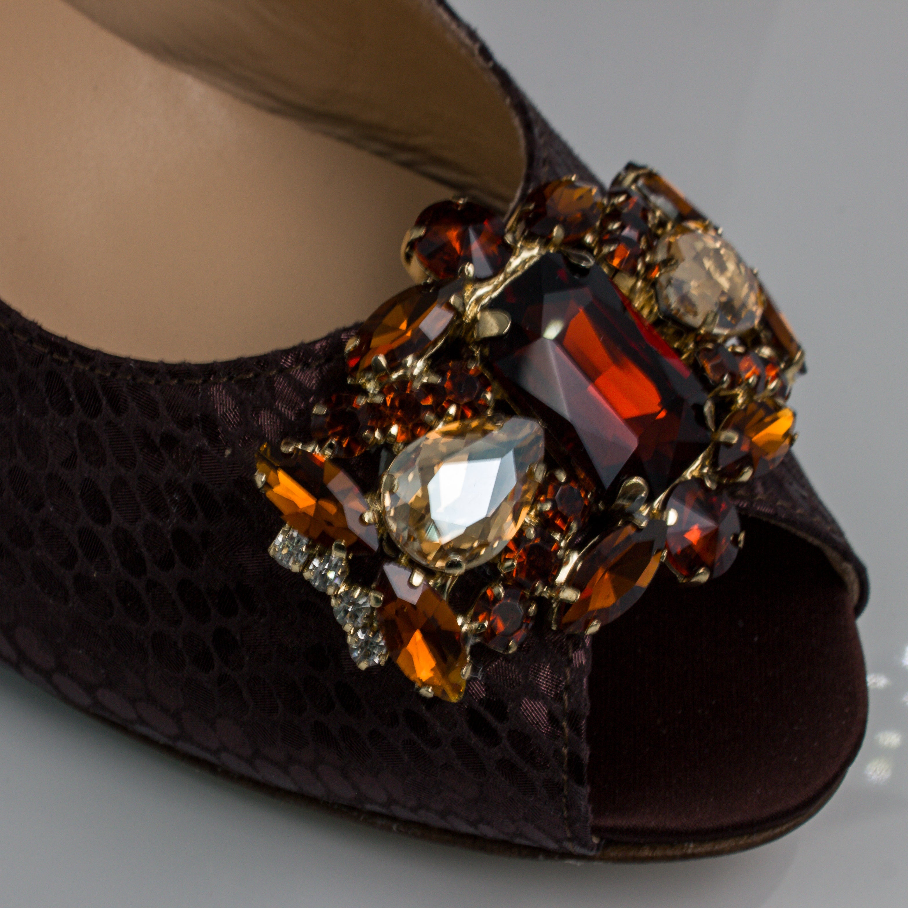Chocolate Brown Scaled Mama Set - Italian Shoe and Bag Set - Classic Shoes London