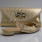 Gold Scaled Mama Set - Italian Shoe and Bag Set - Classic Shoes London