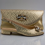 Gold Scaled Mama Set - Italian Shoe and Bag Set - Classic Shoes London