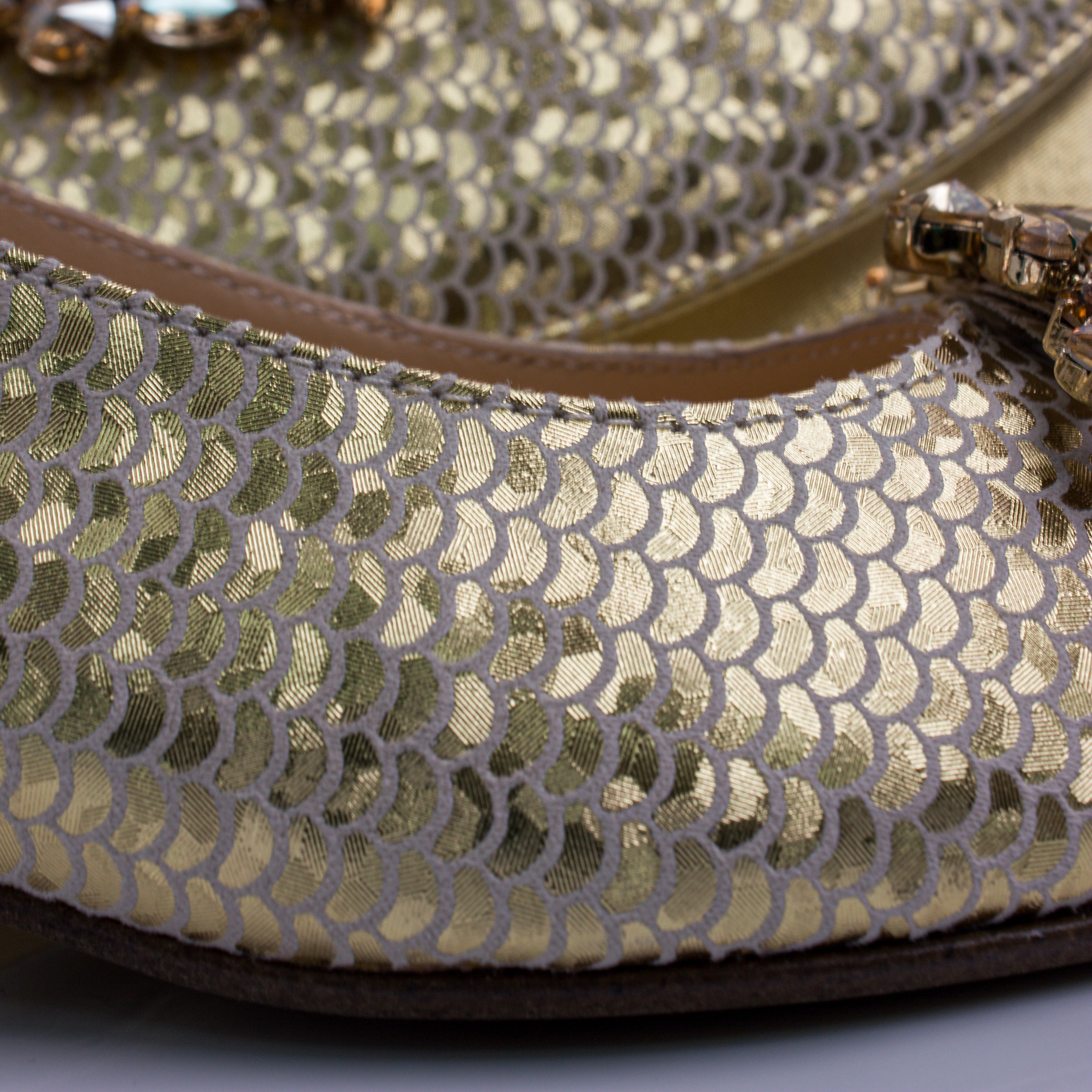 Gold Scaled Oval Mama Set - Italian Shoe and Bag Set - Classic Shoes London