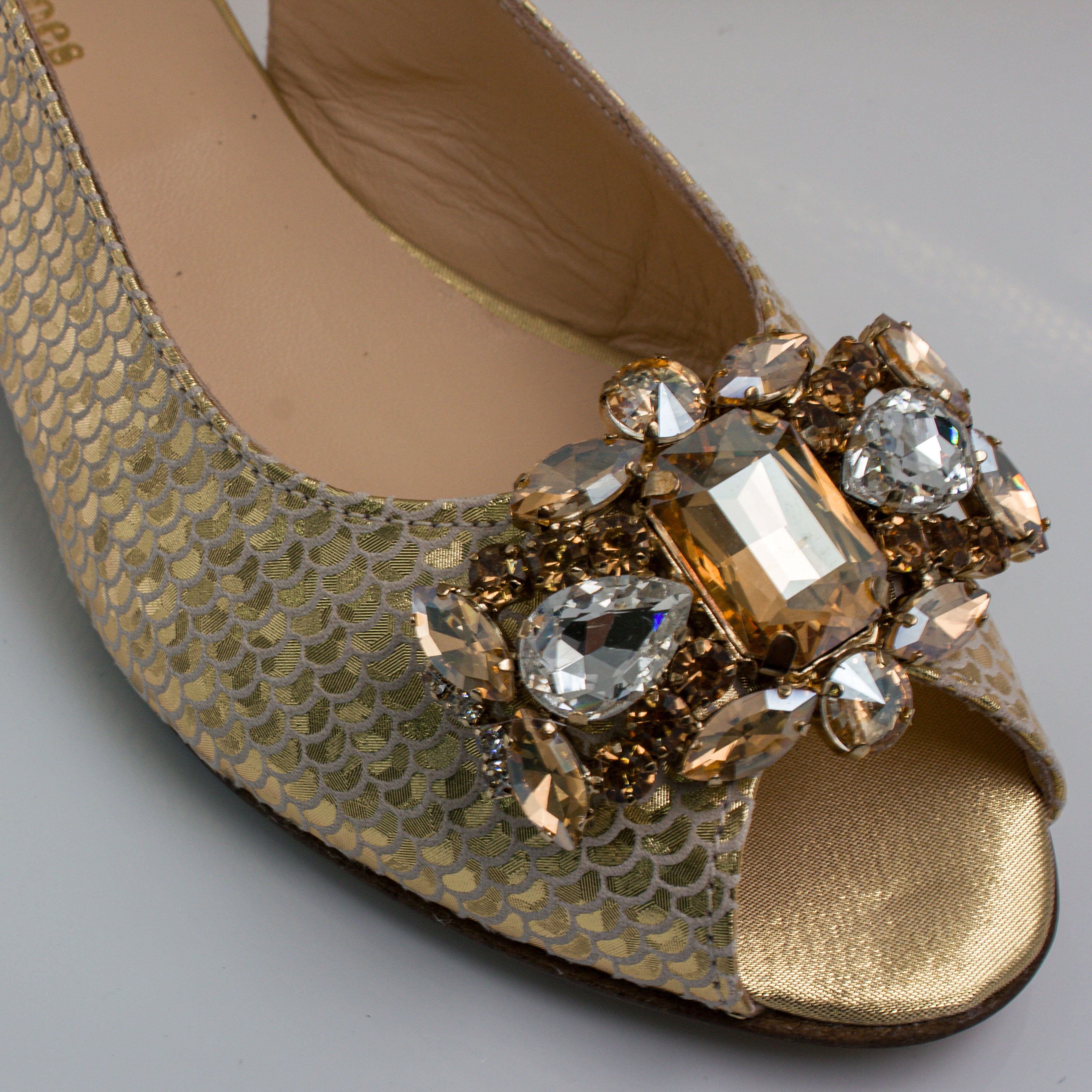Gold Scaled Mama Set - Italian Shoe and Bag Set - Classic Shoes London