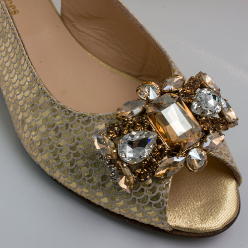 Gold Scaled Mama Set - Italian Shoe and Bag Set - Classic Shoes London