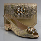 Gold Scaled Oval Mama Set - Italian Shoe and Bag Set - Classic Shoes London