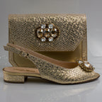 Gold Scaled Oval Mama Set - Italian Shoe and Bag Set - Classic Shoes London
