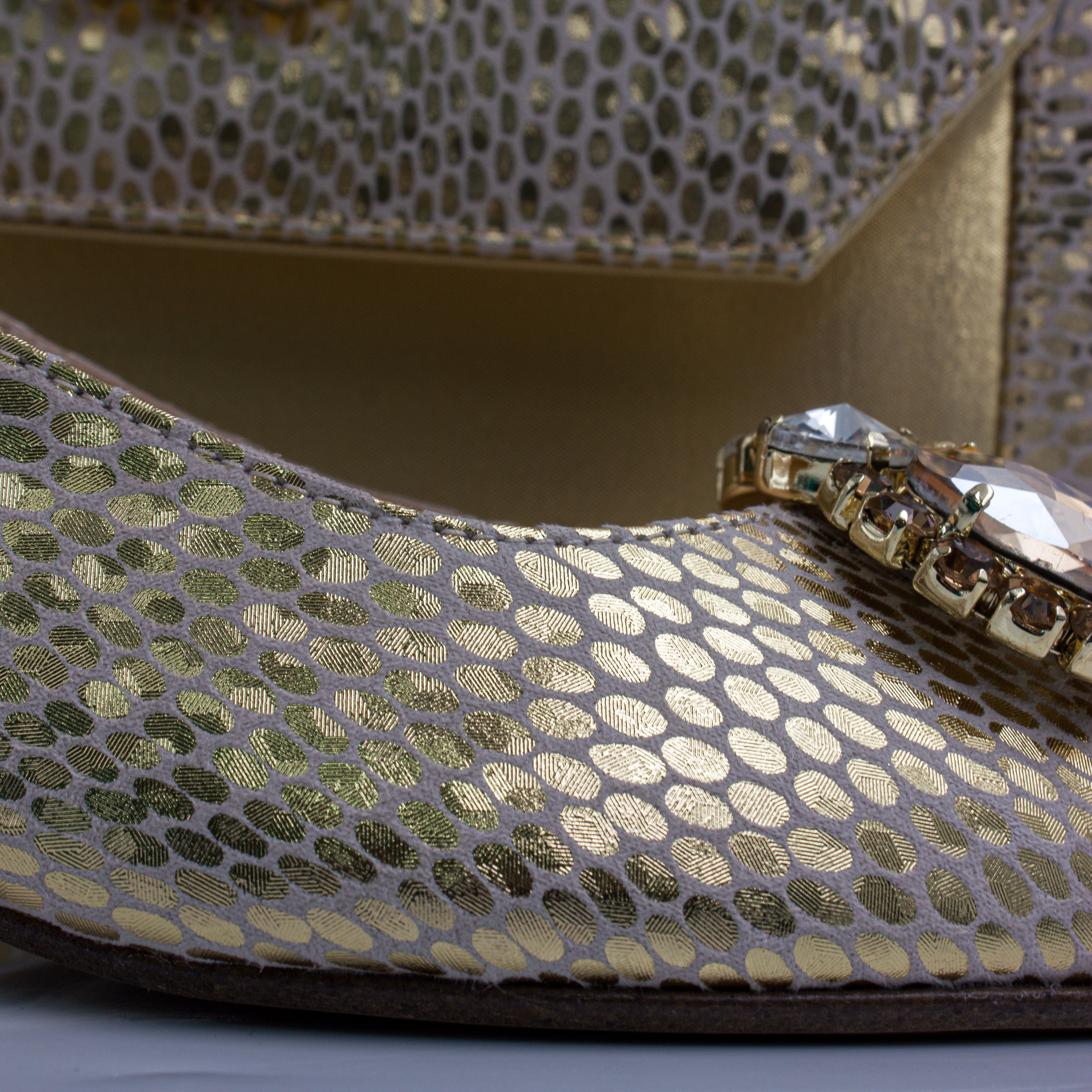 Gold Scaled Mama Set - Italian Shoe and Bag Set - Classic Shoes London