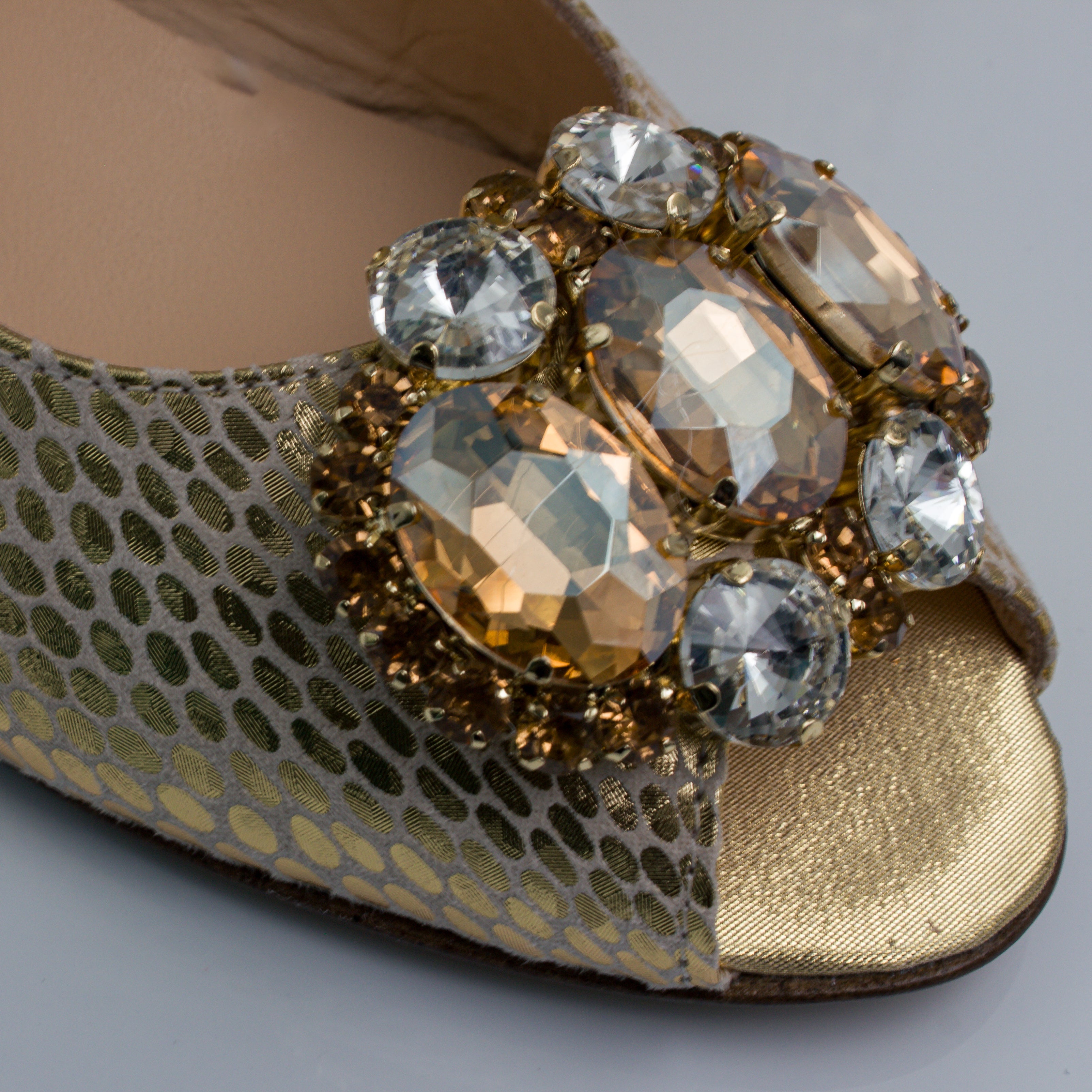 Gold Scaled Oval Mama Set - Italian Shoe and Bag Set - Classic Shoes London
