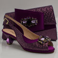 Plum Scaled Crystal Heel Set - Italian Shoe and Bag Set - Classic Shoes London