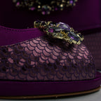 Plum Scaled Crystal Heel Set - Italian Shoe and Bag Set - Classic Shoes London