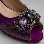 Plum Scaled Crystal Heel Set - Italian Shoe and Bag Set - Classic Shoes London