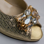 Gold Scaled Block Heel Set - Italian Shoe and Bag Set - Classic Shoes London