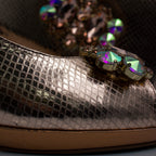 Rose Gold Scaled Block Heel Set - Italian Shoe and Bag Set - Classic Shoes London