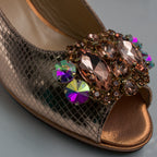 Rose Gold Scaled Block Heel Set - Italian Shoe and Bag Set - Classic Shoes London