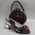 Midnight Multi Regal Crystal Mama Set - Italian Shoe and Bag Set - Classic Shoes London