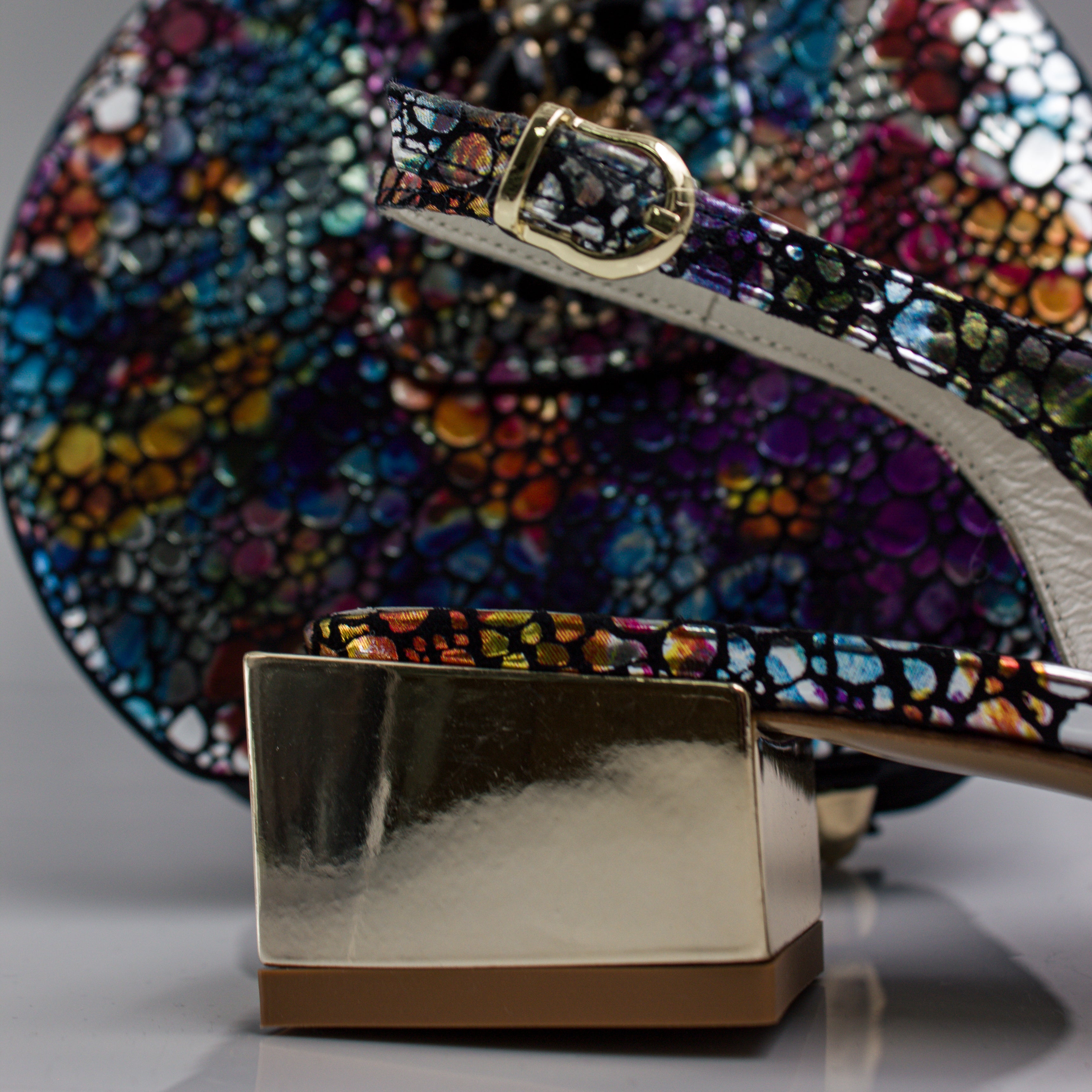 Midnight Multi Regal Crystal Mama Set - Italian Shoe and Bag Set - Classic Shoes London