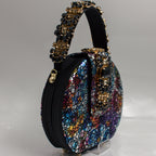 Midnight Multi Regal Crystal Mama Set - Italian Shoe and Bag Set - Classic Shoes London