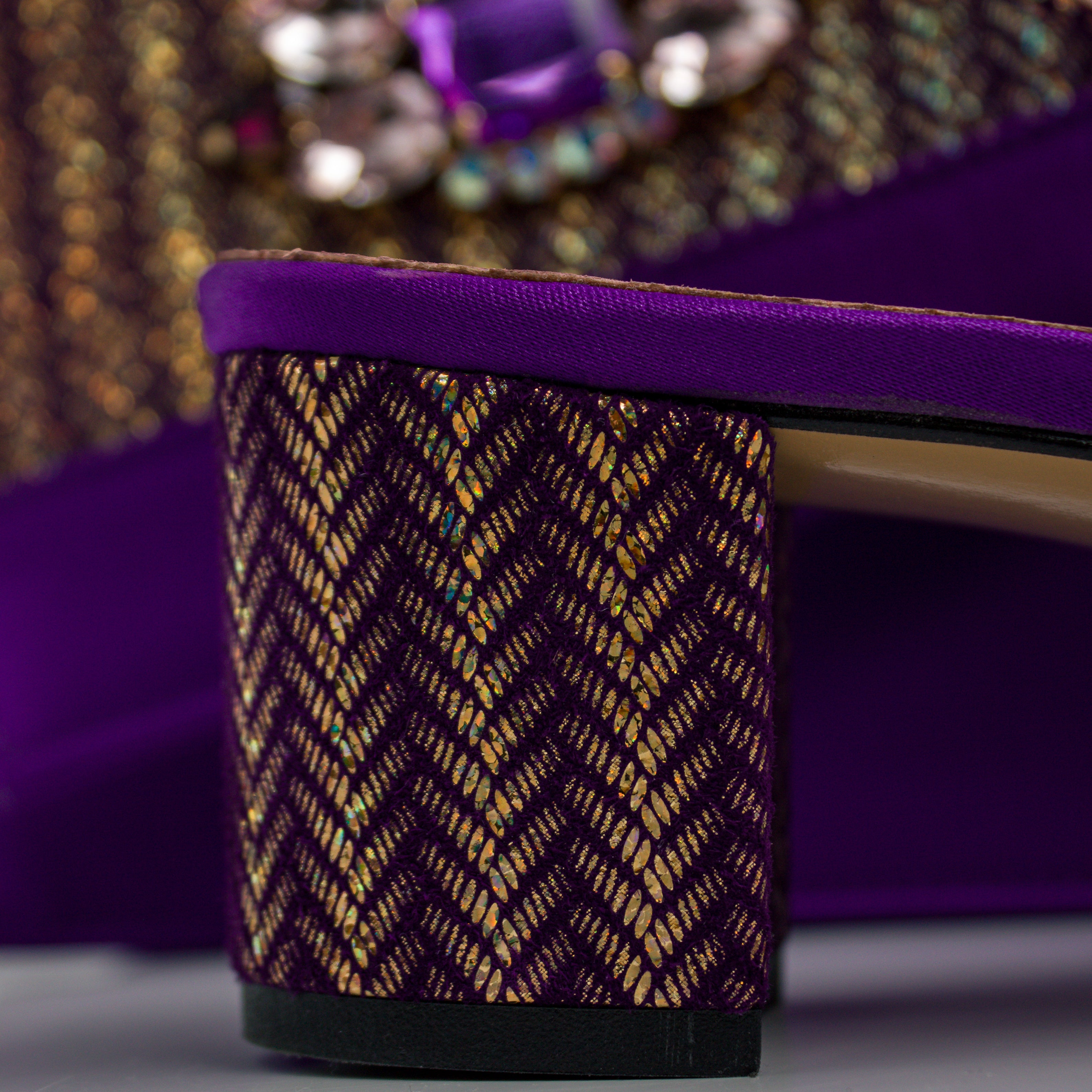 Purple and Gold Chevron Set - Italian Shoe and Bag Set - Classic Shoes London
