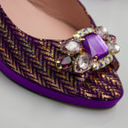 Purple and Gold Chevron Set - Italian Shoe and Bag Set - Classic Shoes London
