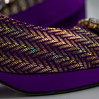 Purple and Gold Chevron Set - Italian Shoe and Bag Set - Classic Shoes London