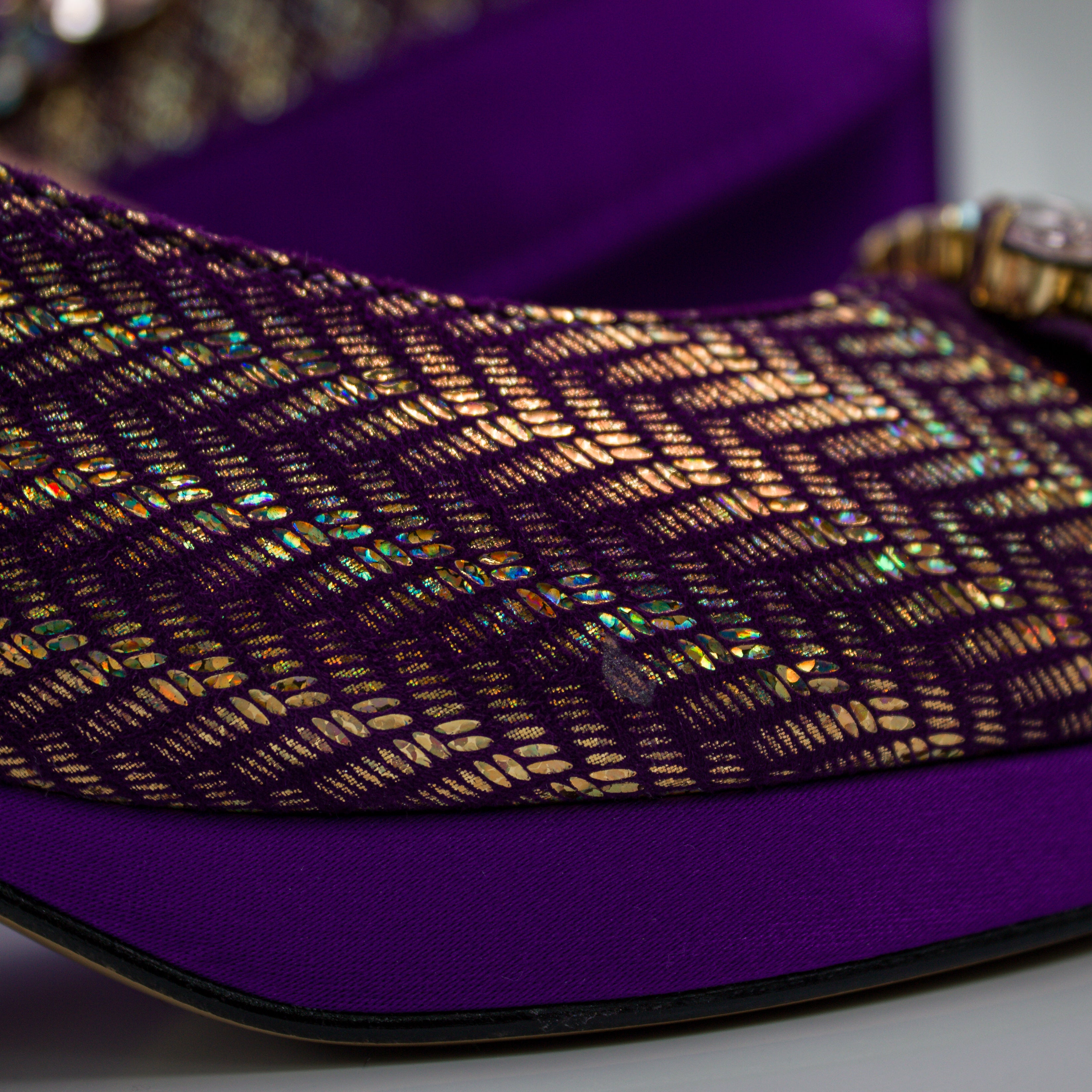 Purple and Gold Chevron Set - Italian Shoe and Bag Set - Classic Shoes London