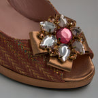 Peach Rose Gold Chevron High Set - Italian Shoe and Bag Set - Classic Shoes London