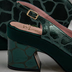 Emerald Green Webbed Wedge Set - Italian Shoe and Bag Set - Classic Shoes London