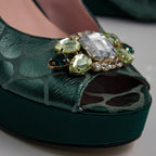 Emerald Green Webbed Wedge Set - Italian Shoe and Bag Set - Classic Shoes London