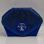 Royal Blue Scaled Wedge Set - Italian Shoe and Bag Set - Classic Shoes London