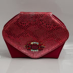 Wine Scaled Wedge Set - Italian Shoe and Bag Set - Classic Shoes London