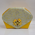 Yellow Shimmer Wedge Set - Italian Shoe and Bag Set - Classic Shoes London