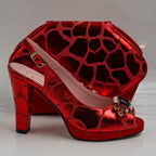 Red Webbed High Set - Italian Shoe and Bag Set - Classic Shoes London