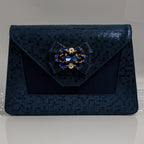 Navy Blue Checkered High Set - Italian Shoe and Bag Set - Classic Shoes London