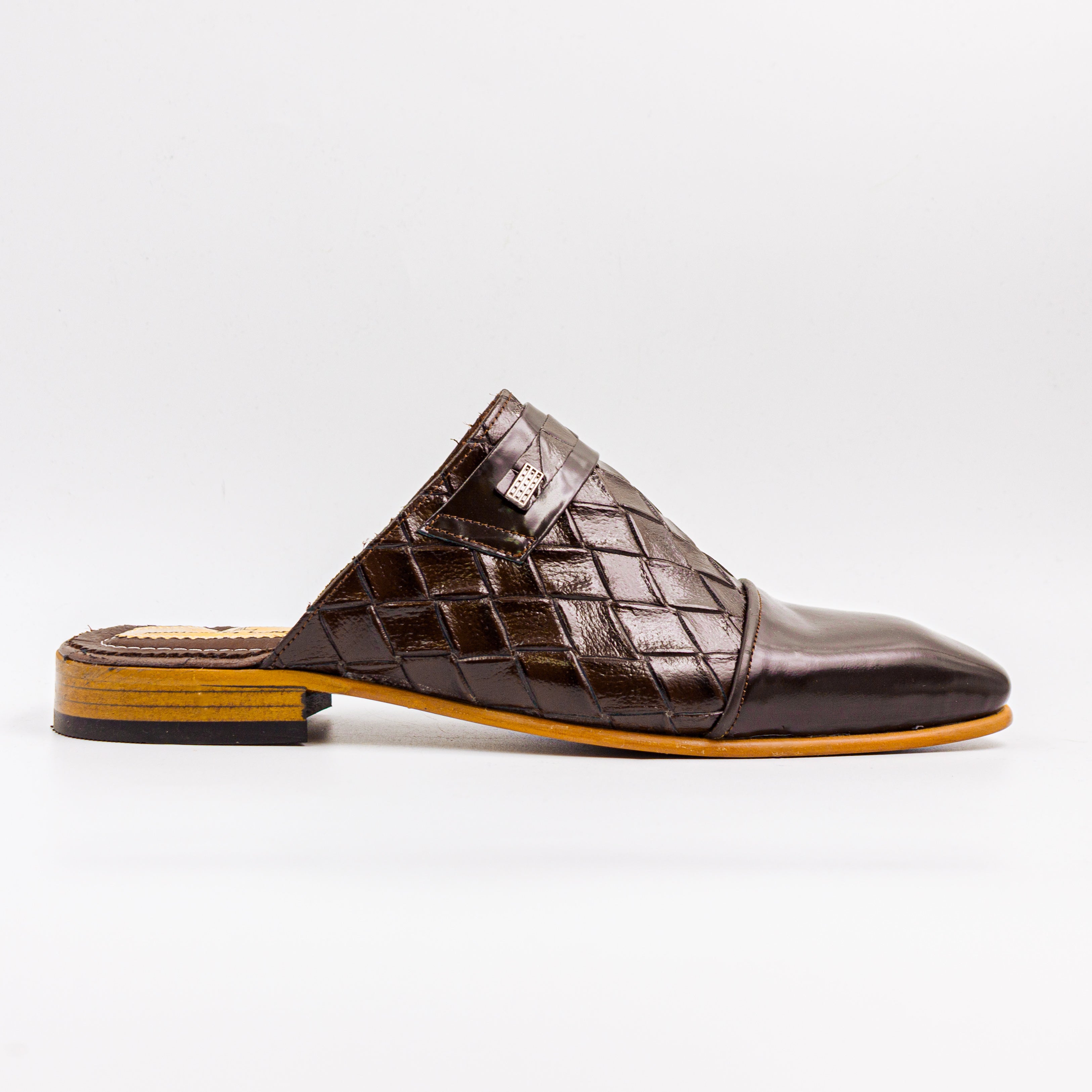 Brown Kingsley Diamond-Weave Half Shoe
