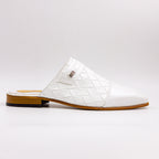 White Kingsley Diamond-Weave Half Shoes