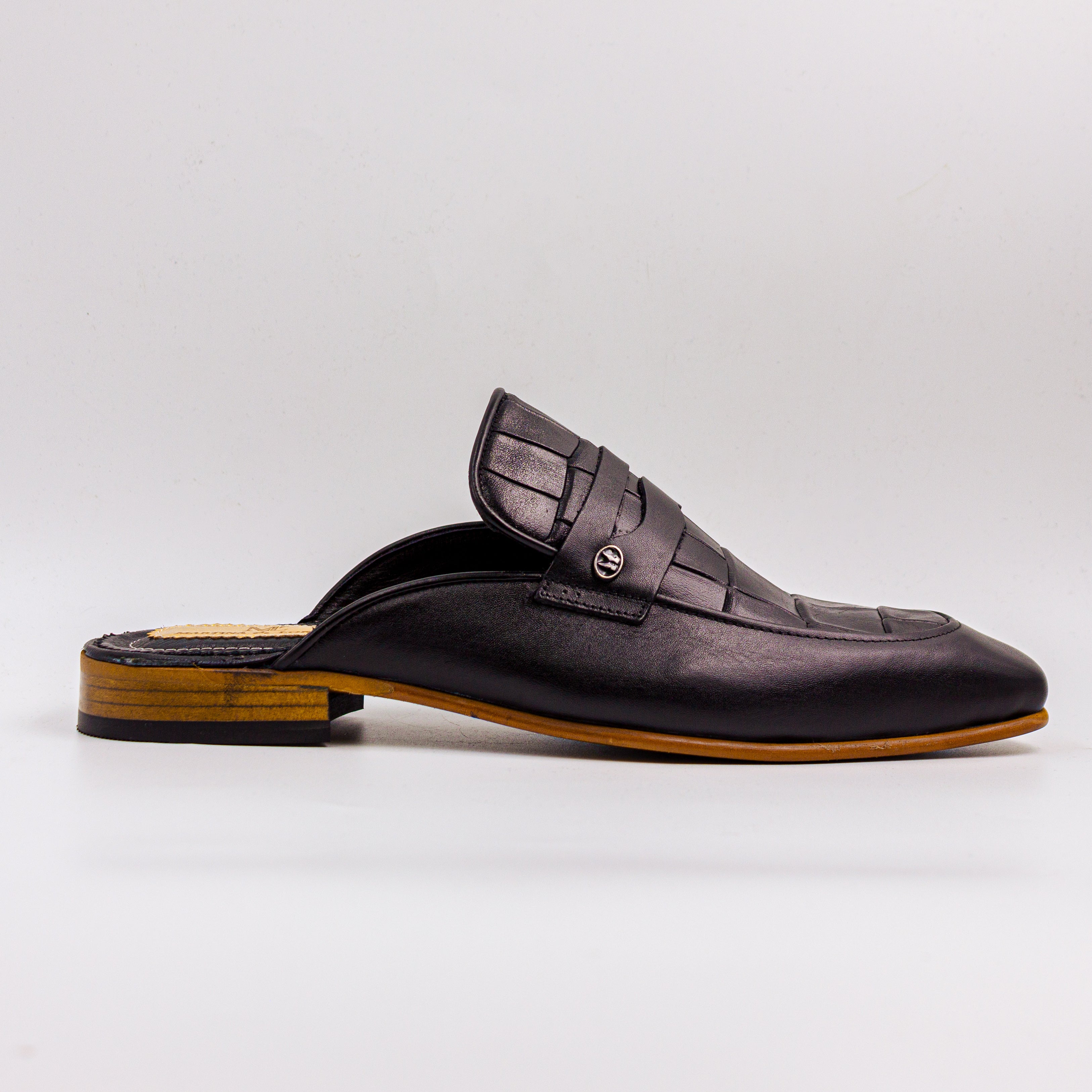 Black Radcliff Croc Half Shoe