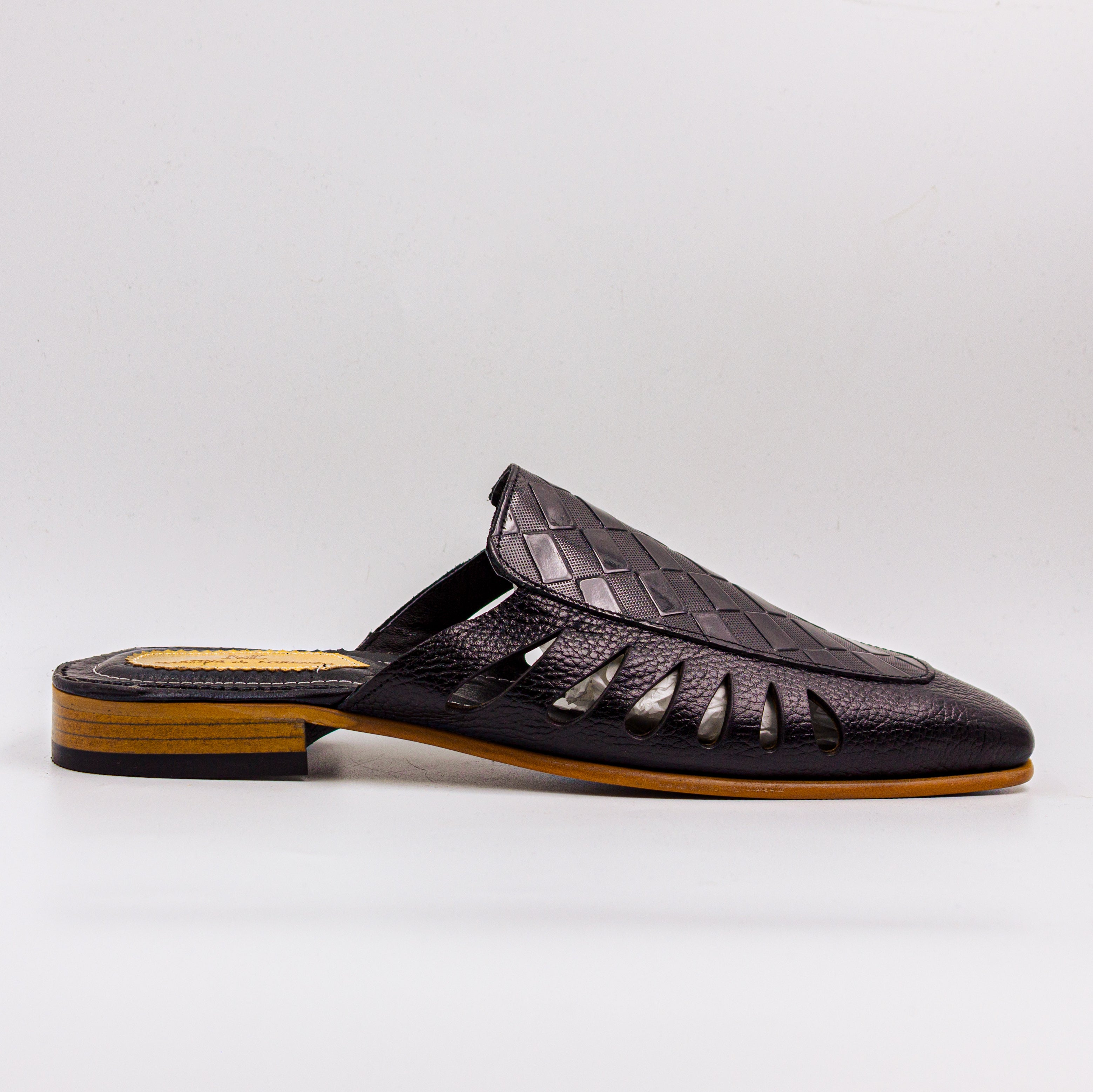 Black Kingsley Checkered Half Shoe