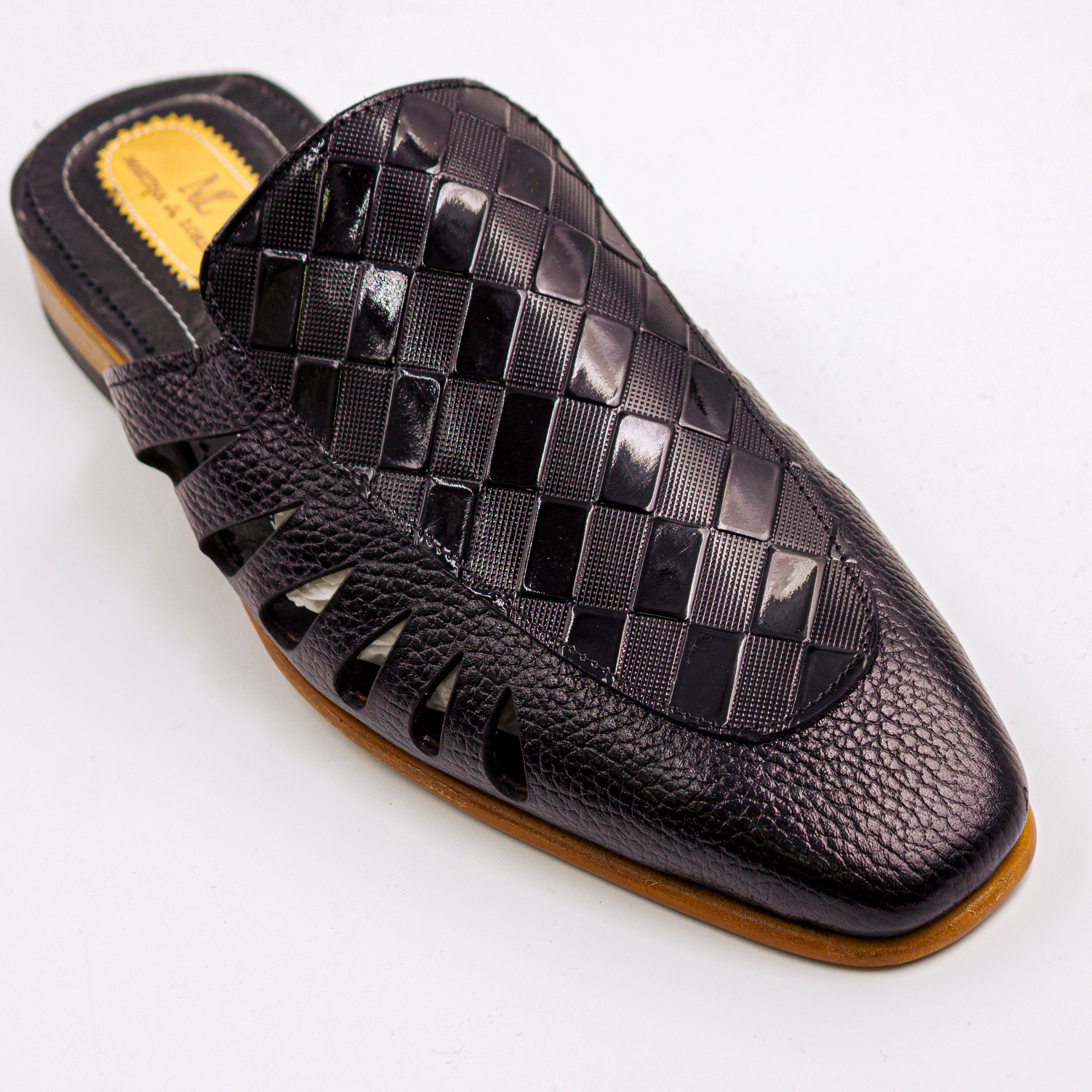 Black Kingsley Checkered Half Shoe