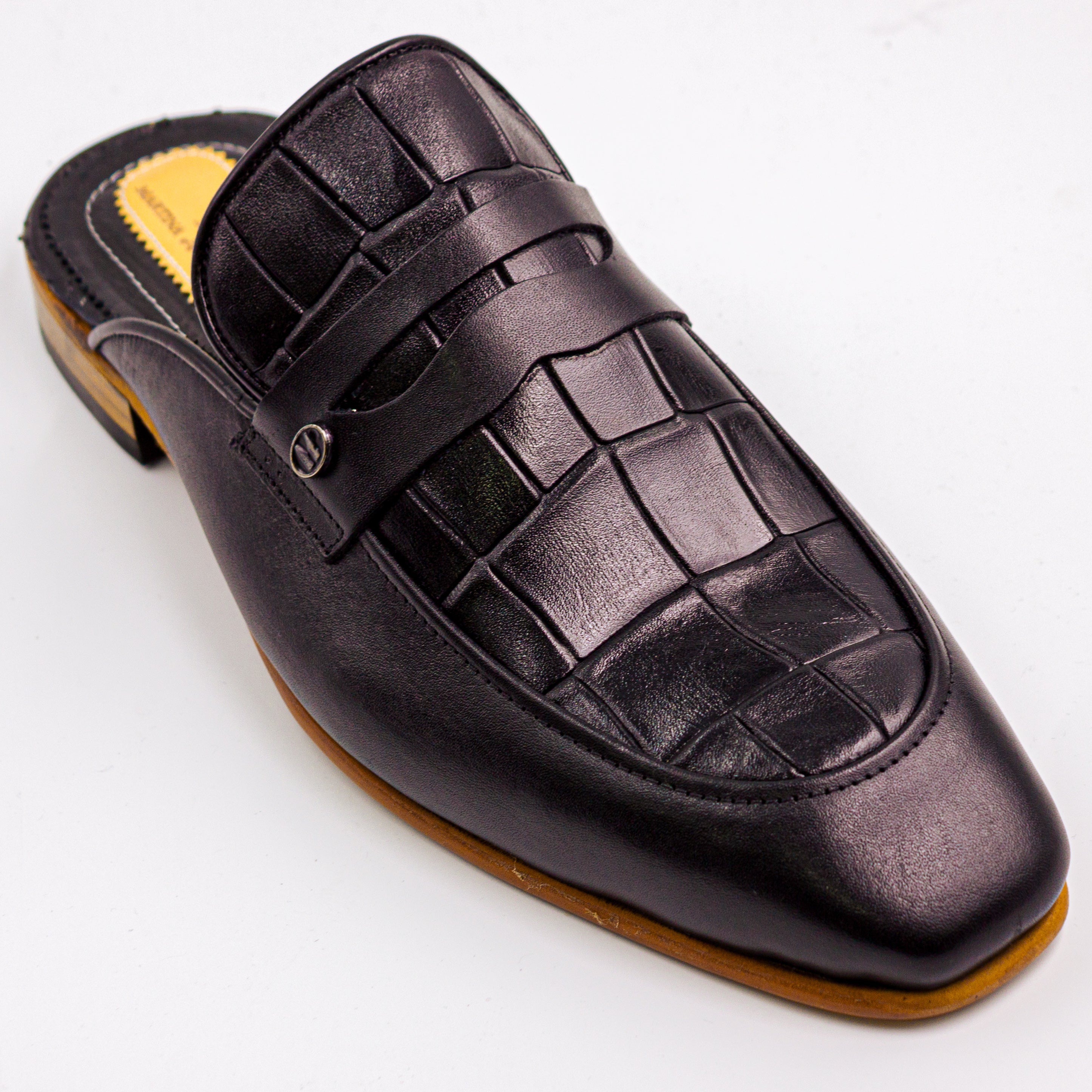 Black Radcliff Croc Half Shoe