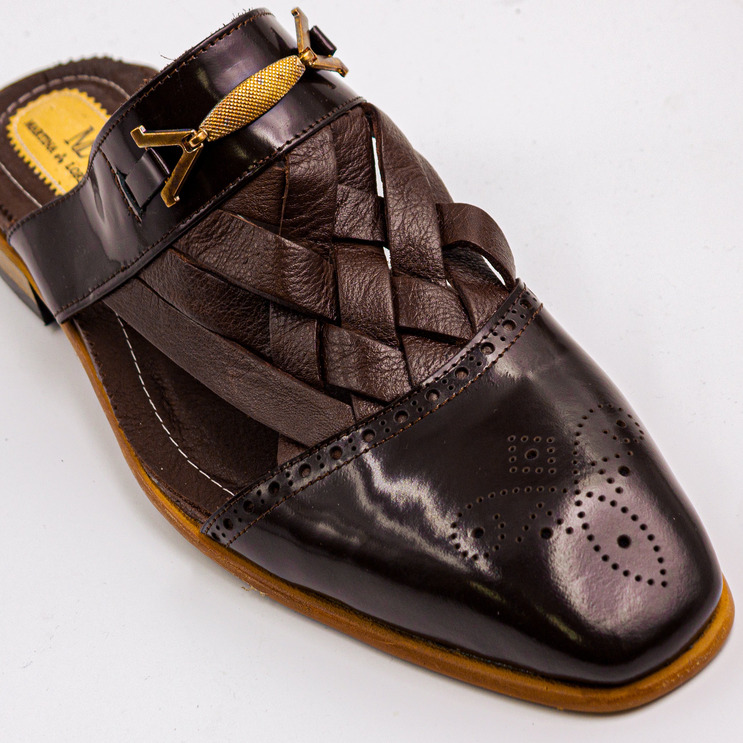 Brown Delmore Woven Medallion Mules